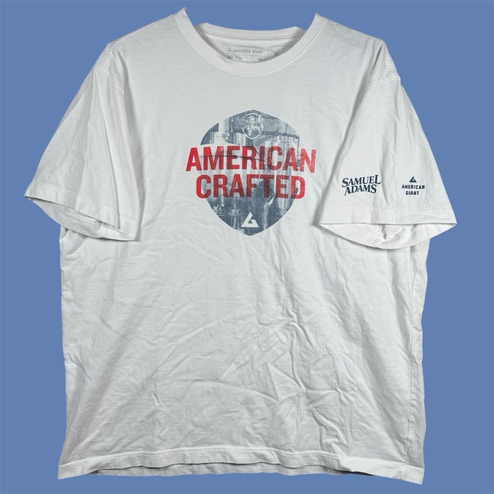 American Giant x Samuel Adams Beer Shirt Mens XL White Graphic Print Made In USA